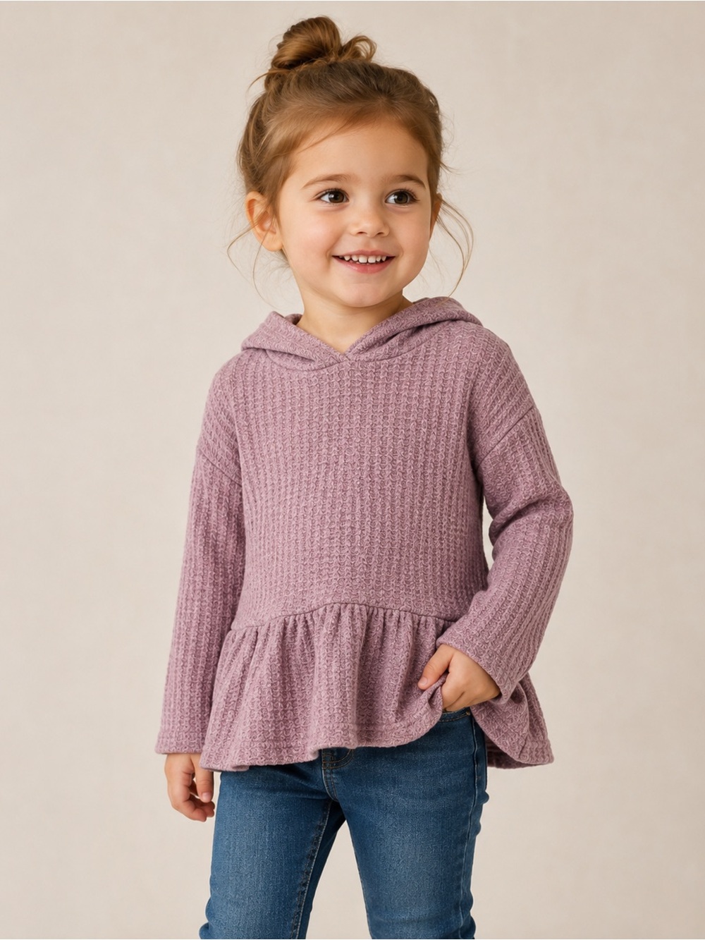 Tucker + Tate Girls Waffle Knit Peplum Hoodie Mauve Purple Size 2
3/$30
